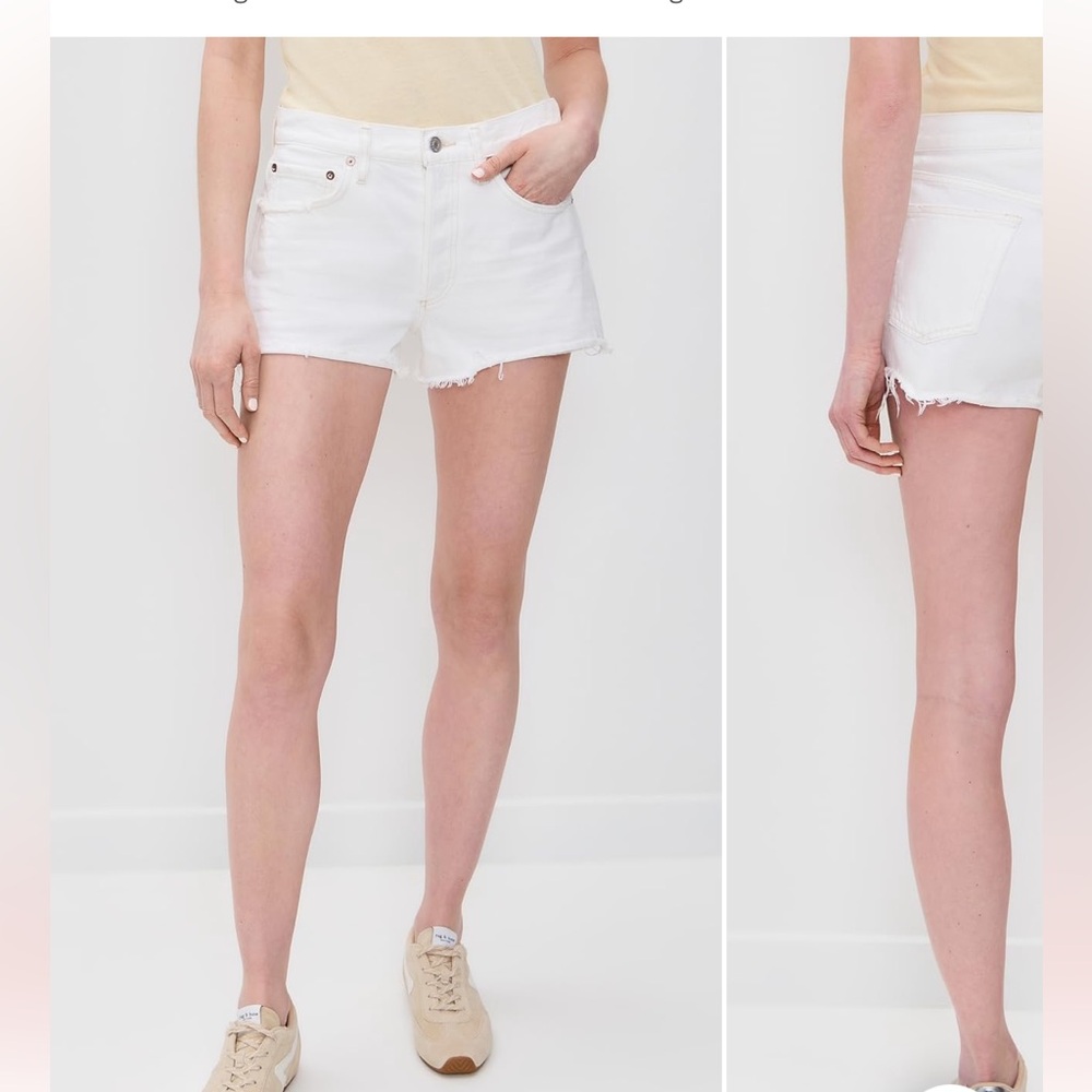 Agolde White Frayed Hem Women Shorts